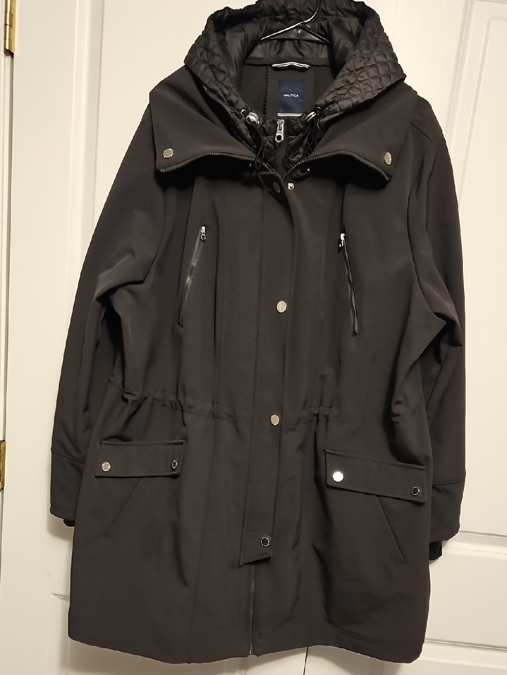 Nautica Gray Hooded Quilted-Lined  Coat Sz 3x